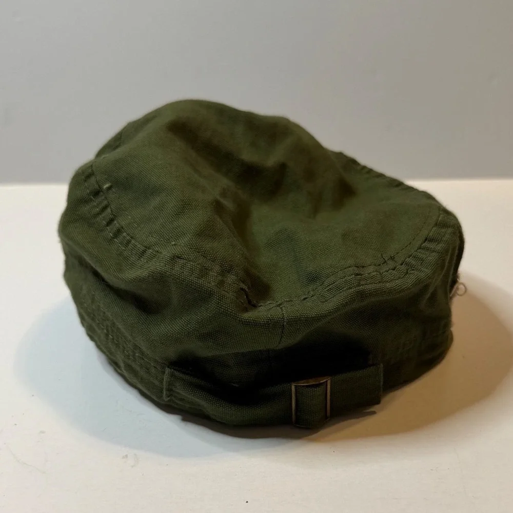 Vintage Harley Davidson Military Cadet Hat Green Distressed